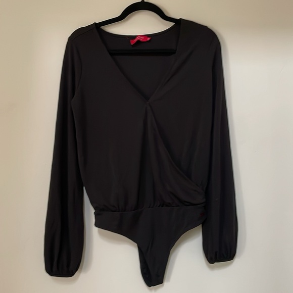 n:Philanthropy Dean balloon sleeve wrap Bodysuit in Black Cat small - Picture 3 of 6